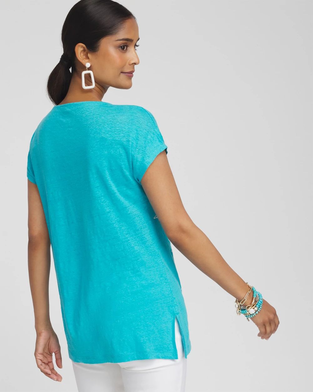 Placed Floral Linen Tunic