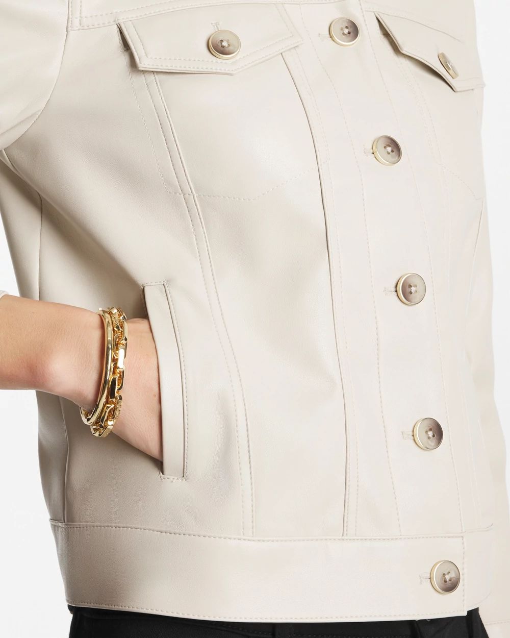 Faux Leather Trucker Jacket