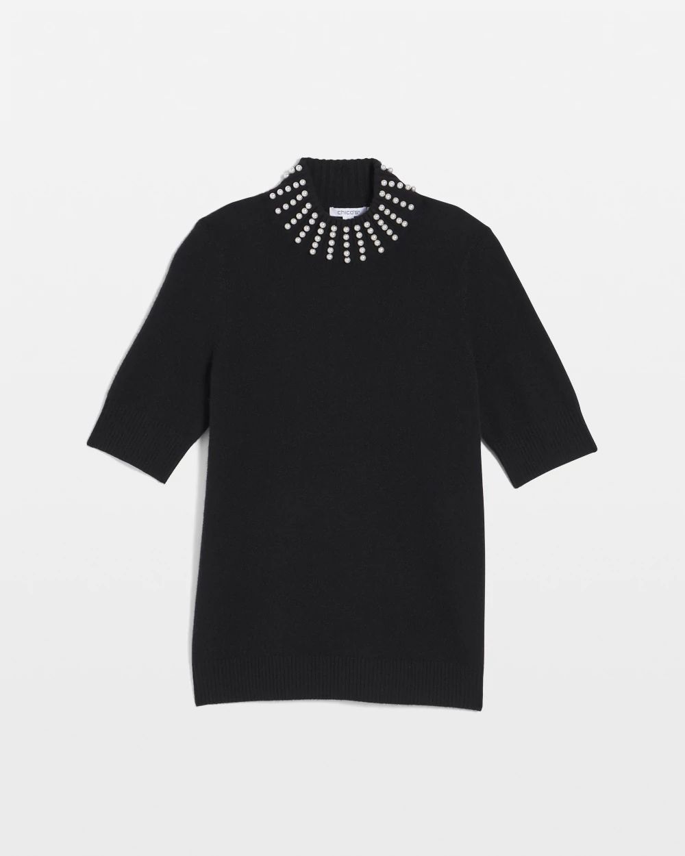 Cashmere Pearl Mockneck Sweater click to view larger image.