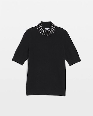 Cashmere Pearl Mockneck Sweater click to view larger image.