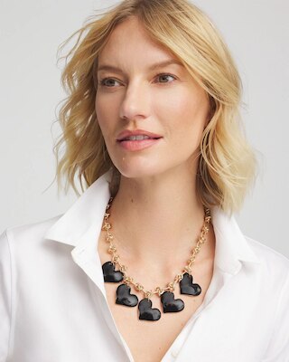 Black Heart Drop Off Necklace click to view larger image.