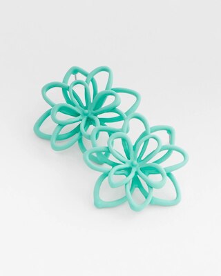 No Droop™ Teal  Flower Stud Earrings click to view larger image.