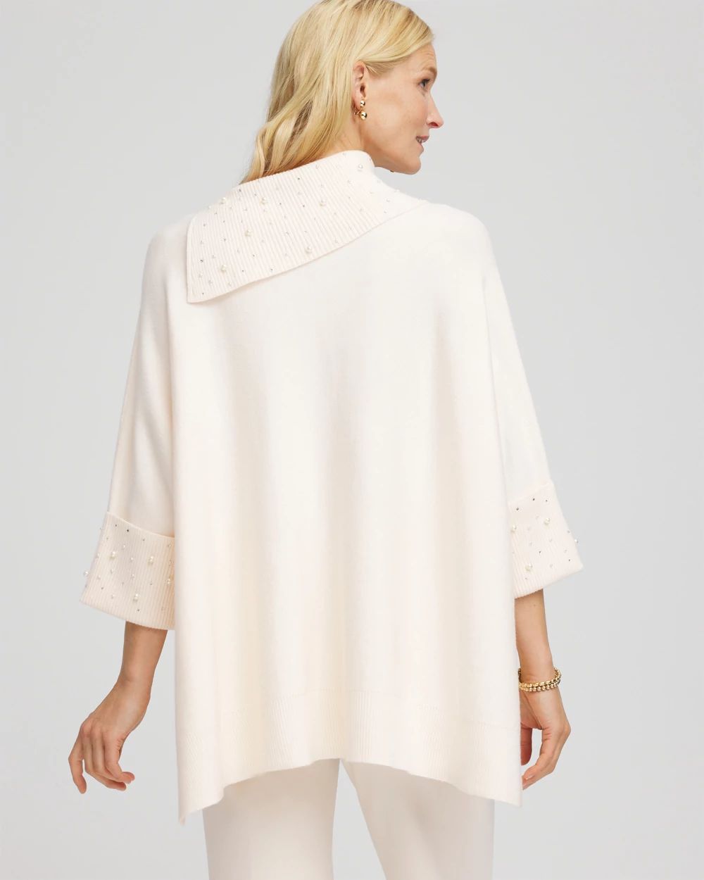 Embellished Sweater Poncho