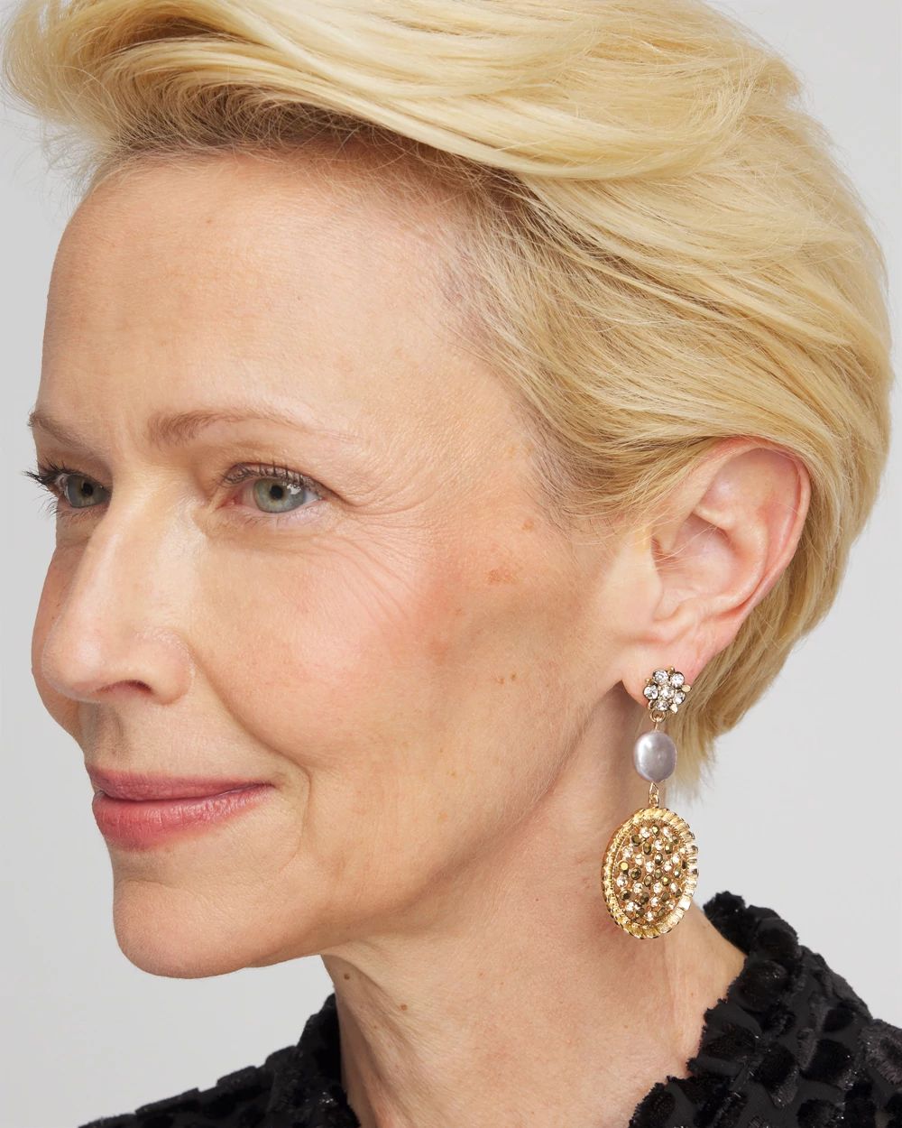 Gold Medallion Drop Earrings