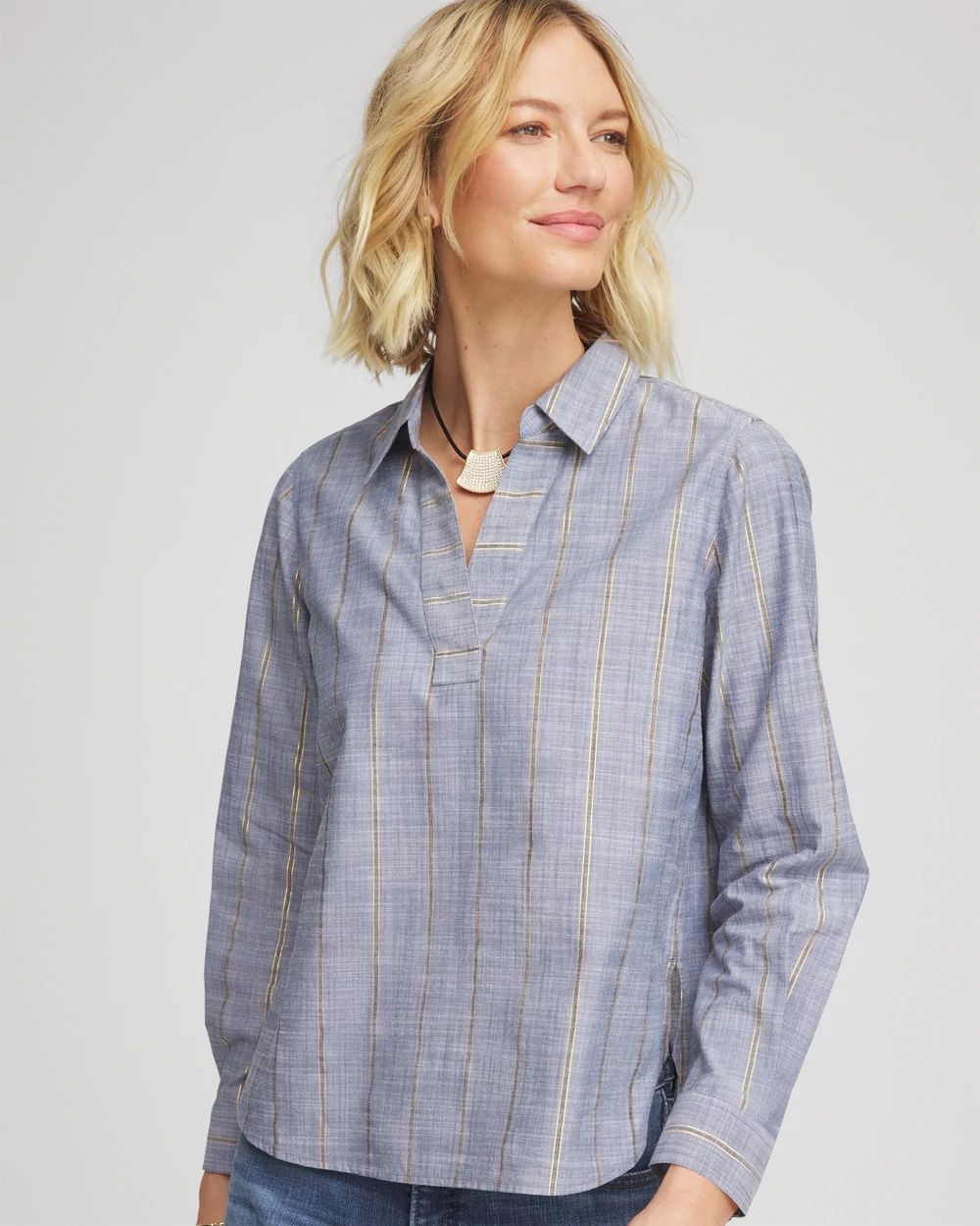 Chambray Striped Soft Popover