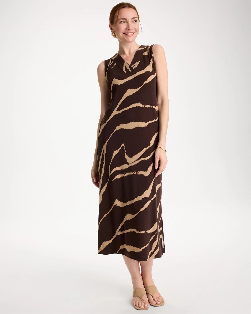Travelers™ Zebra Double V-Neck Maxi Dress
