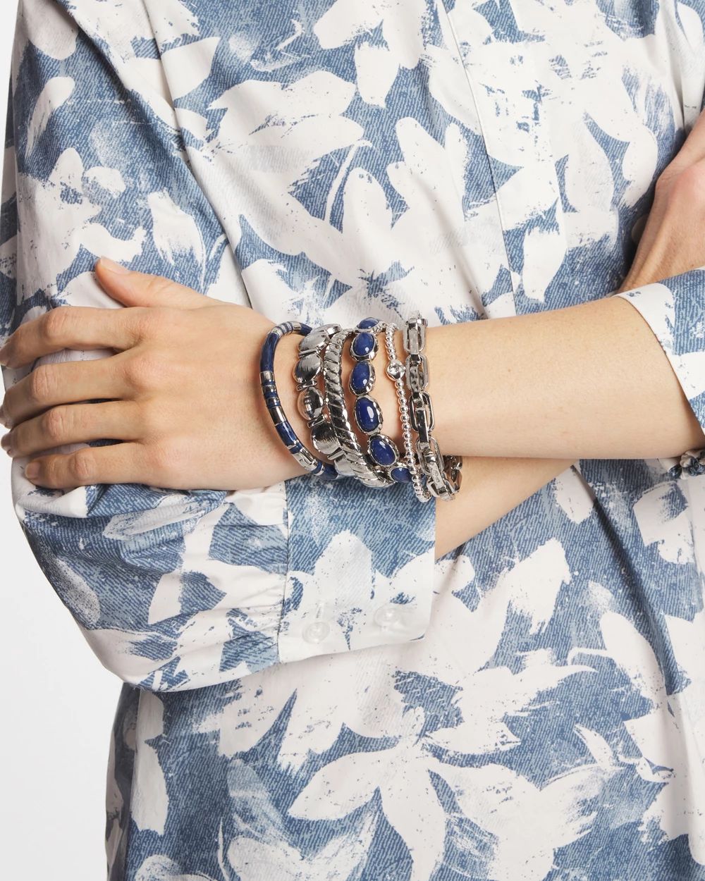 Blue Enamel Hinge Bangle