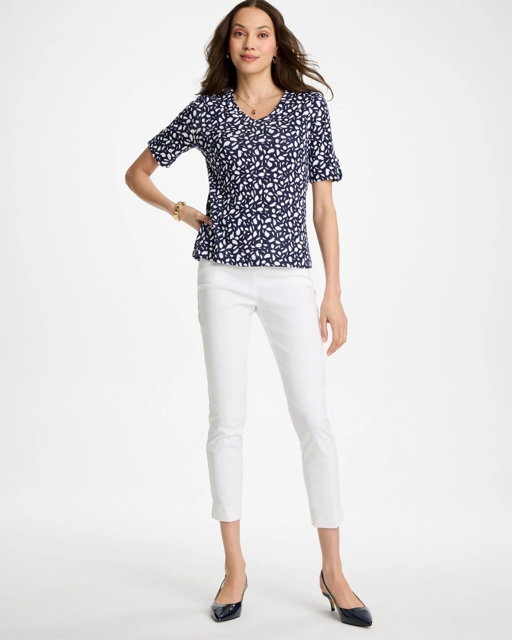 Printed Pima V-Neck Tee click to view larger image.