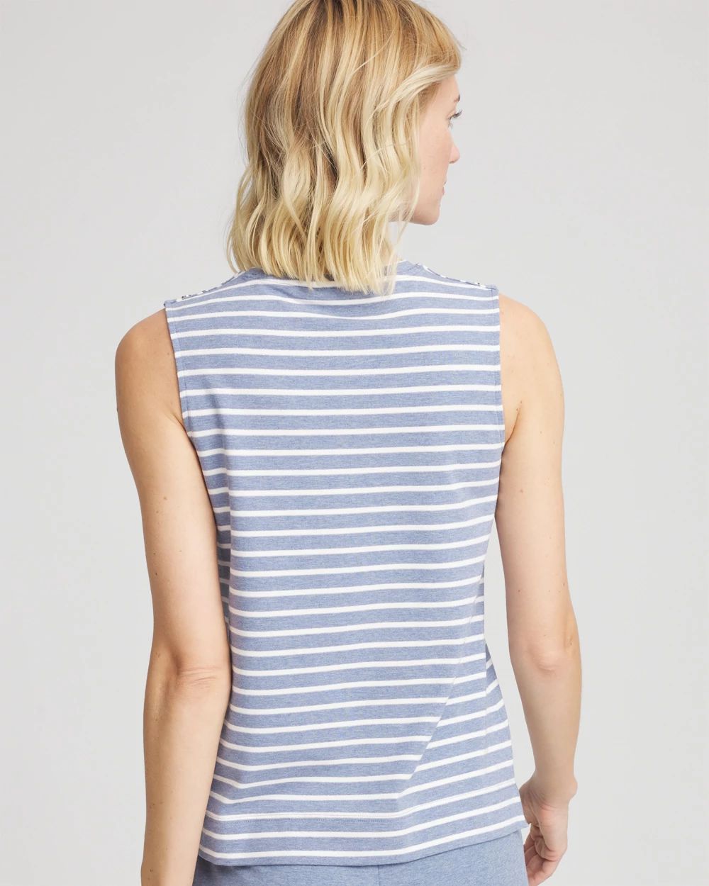 Zenergy® UPF Sleeveless Metallic-Striped Tank click to view larger image.