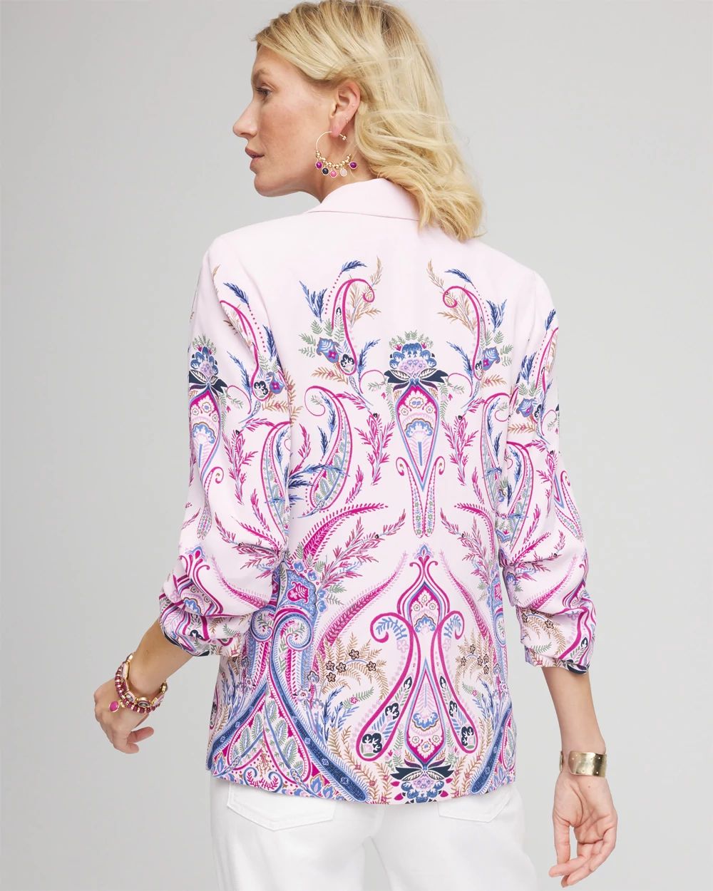 Ruched Sleeve Paisley Blazer click to view larger image.