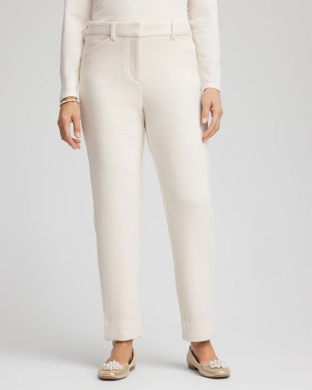 Matelassé Slim Tapered Ankle Pants