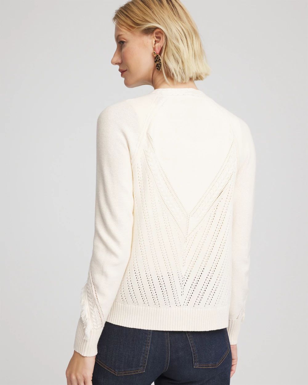 Cable Knit Fringed Sweater