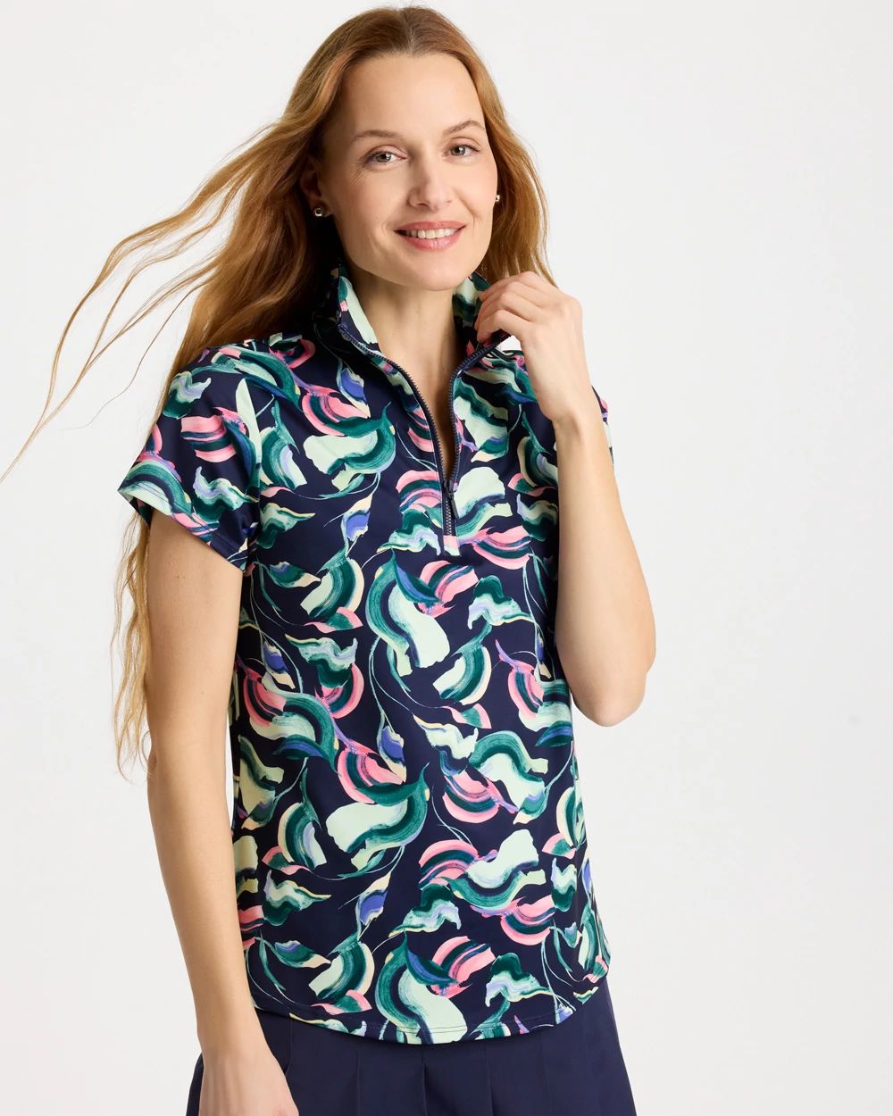 Zenergy® UPF Blooms Half Zip Polo