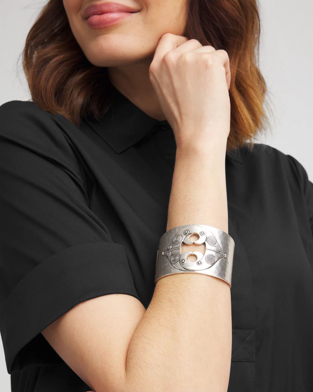 Silver Tone Cuff Hinge Bracelet