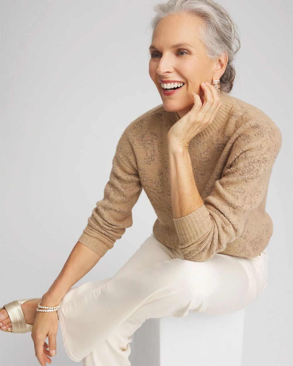 Jacquard Mockneck Pullover click to view larger image.