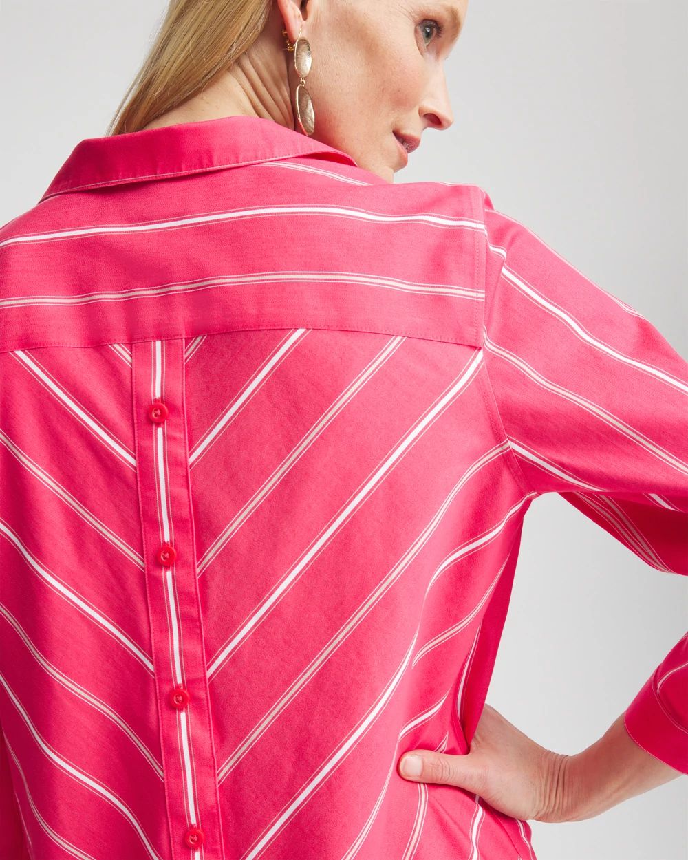 No Iron™ Stripe Buttonback Tunic