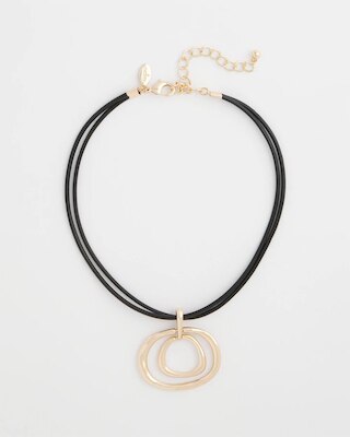 Gold Tone Rings Pendant Necklace