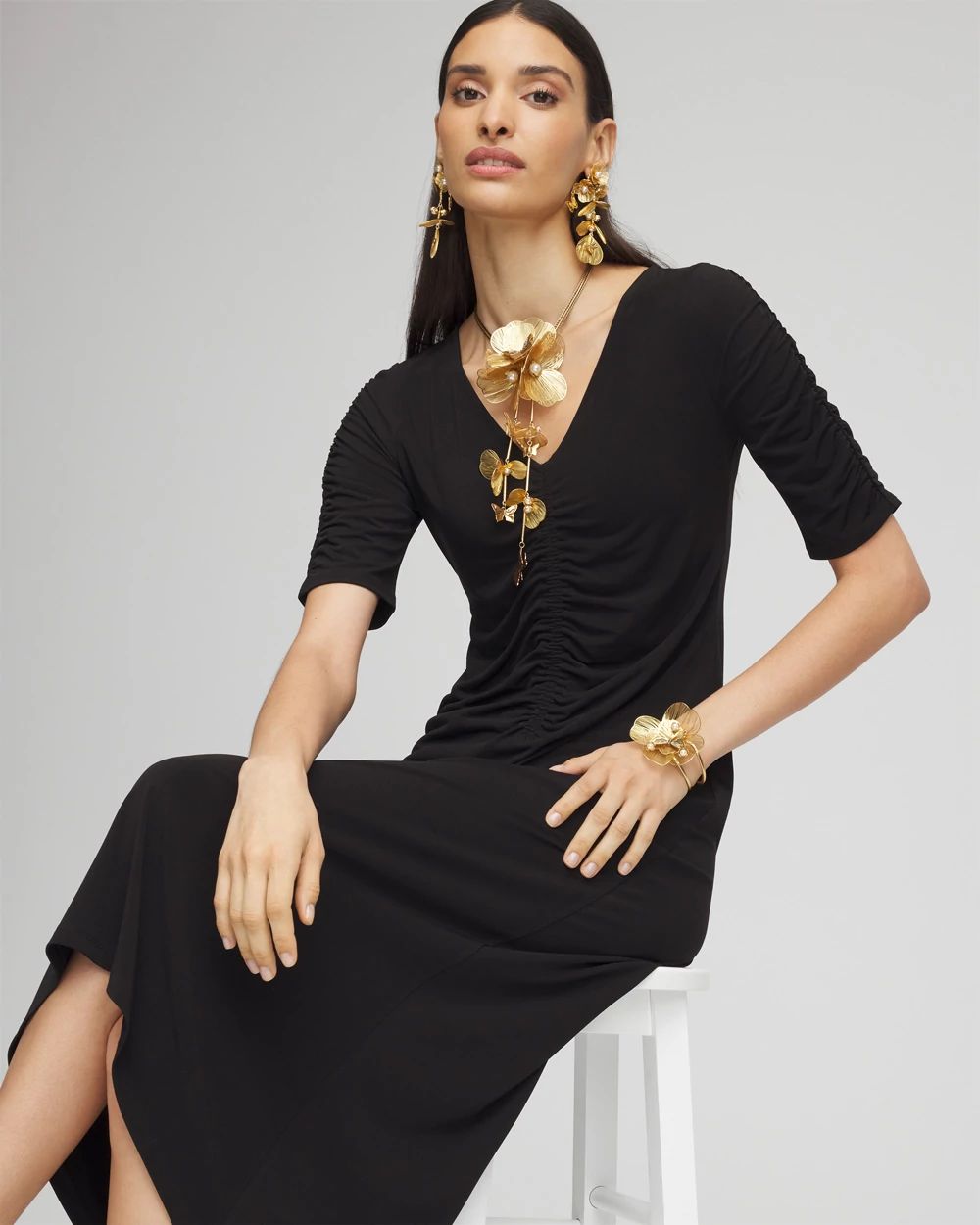 Ruched Jersey Midi Dress click to view larger image.