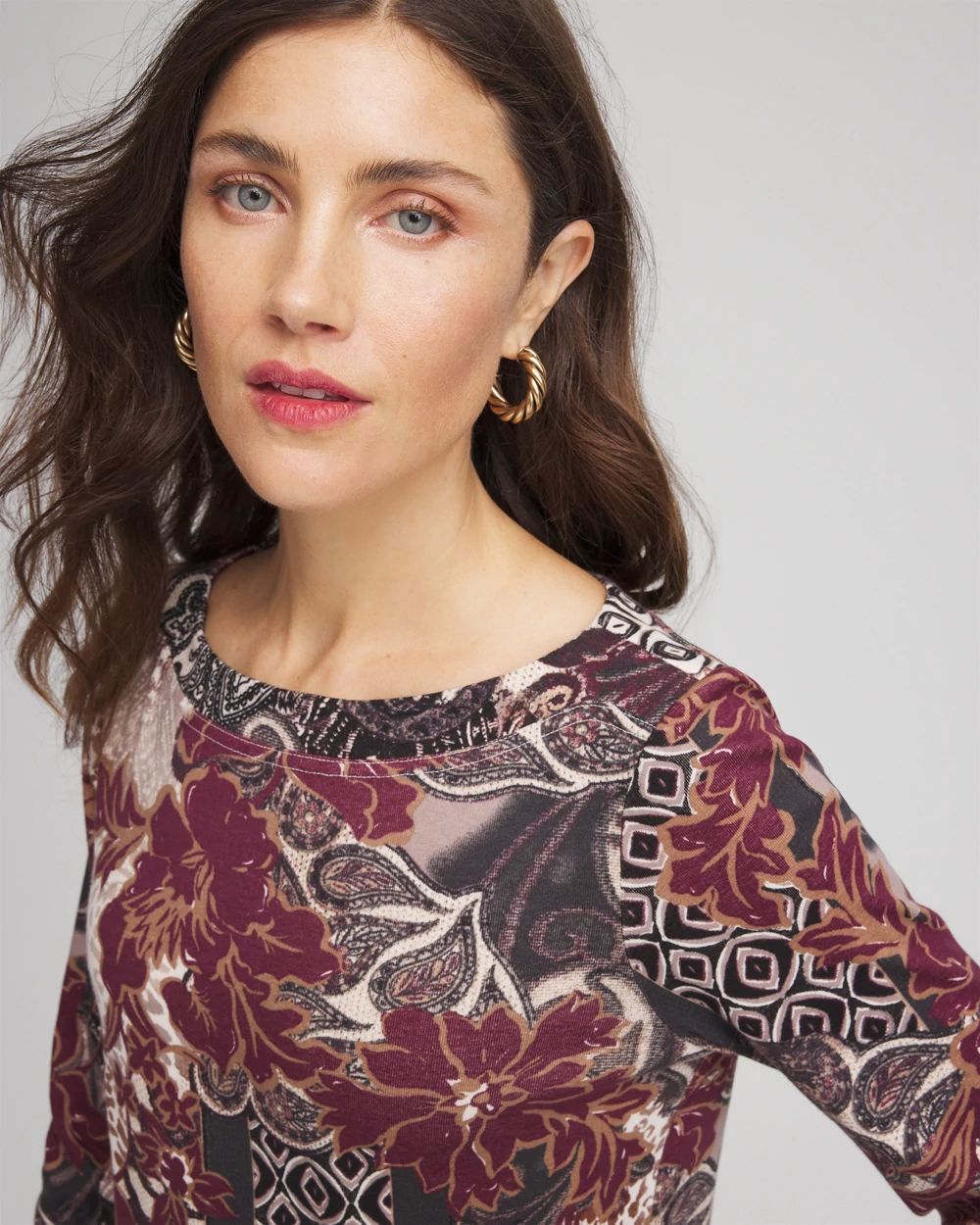 Printed Pima Cotton Bateau-Neck Tee click to view larger image.