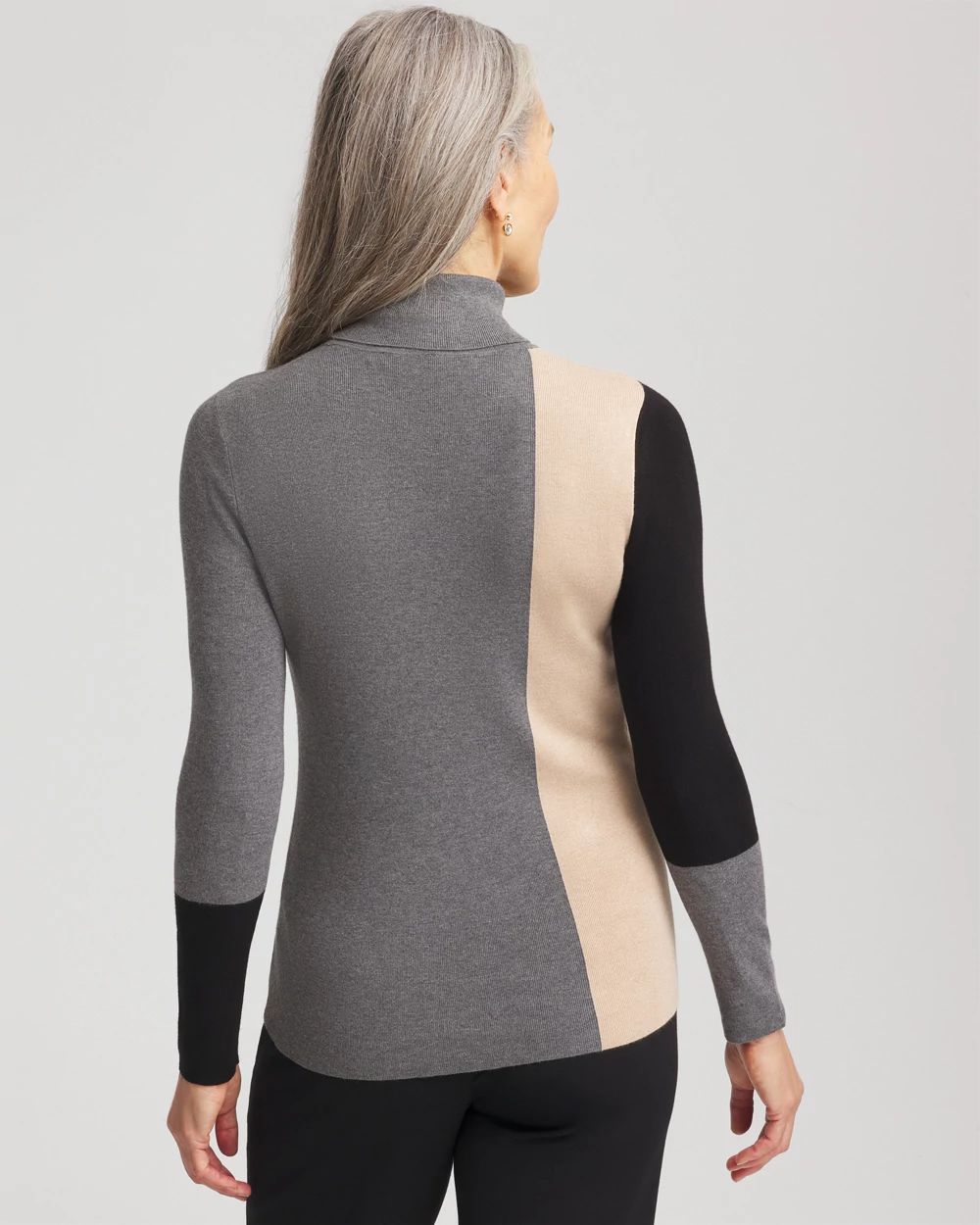 Ella Colorblock Intarsia Turtleneck Sweater