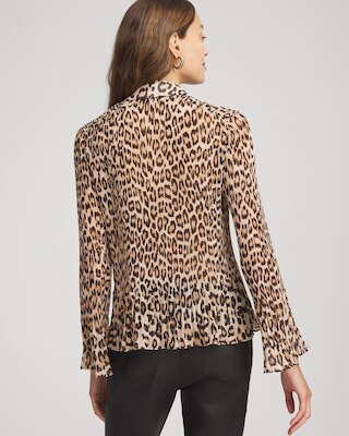 Animal-Print Pleated Georgette Blouse click to view larger image.