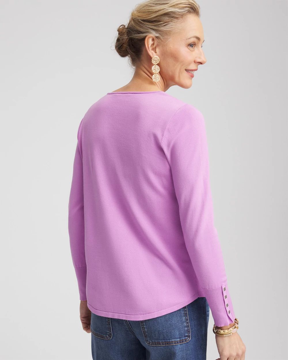 Long Sleeve V-Neck Pullover Sweater click to view larger image.