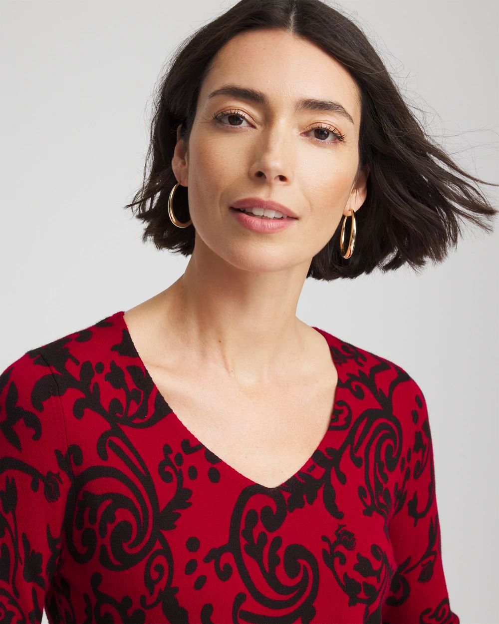 Ella Printed V-Neck Sweater click to view larger image.