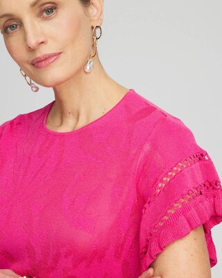 Ruffle Sleeve Pullover Sweater click to view larger image.