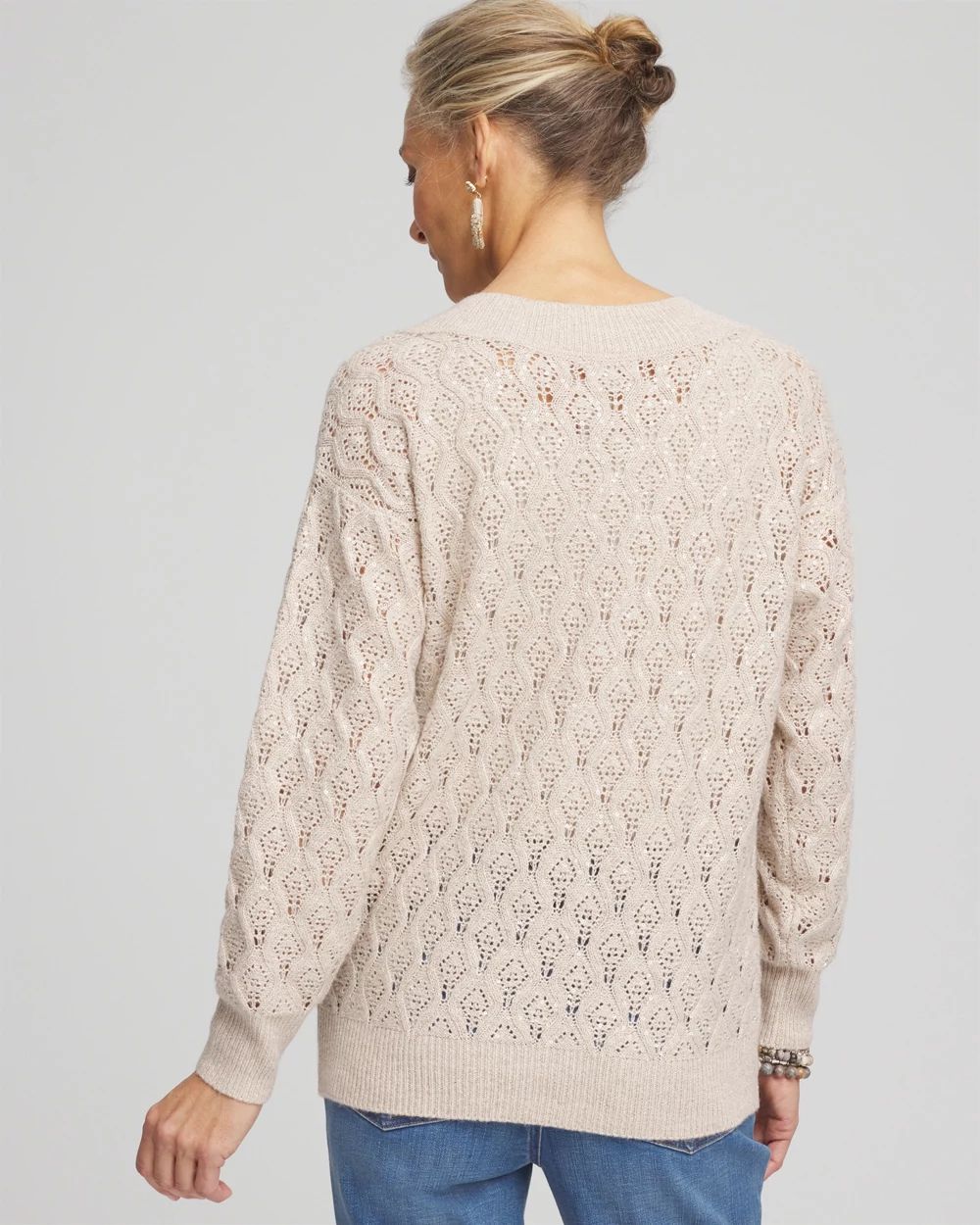 Sequin Cable Knit Pullover Sweater