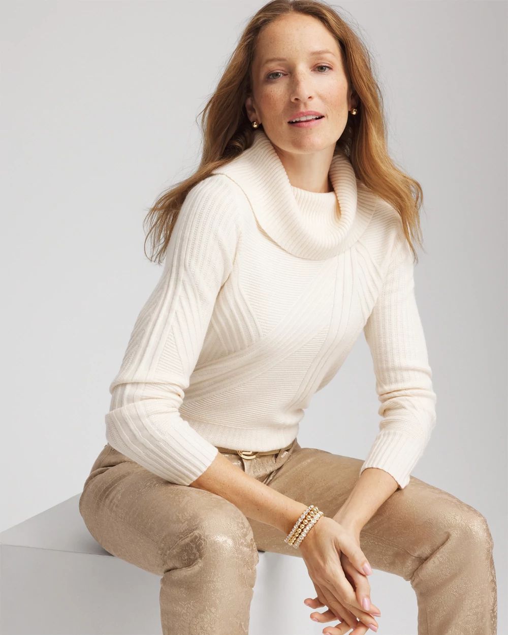 Ribbed Cowlneck Sweater