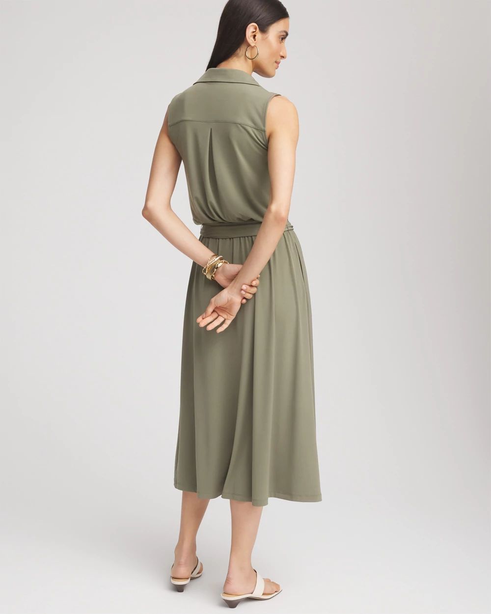 Petite Travelers™ Knit Sleeveless Shirtdress