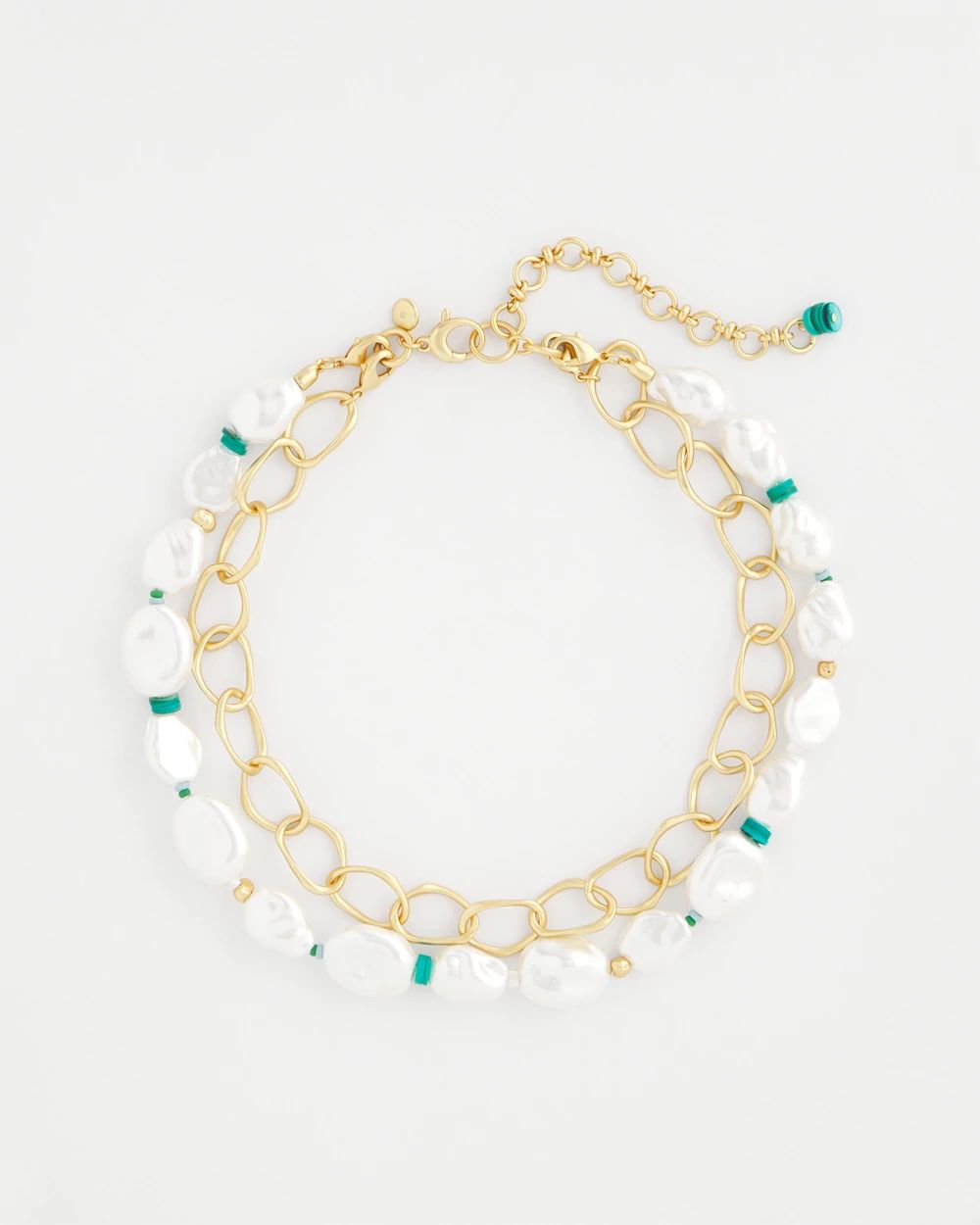 Pearlescent Goldtone Collar Necklace