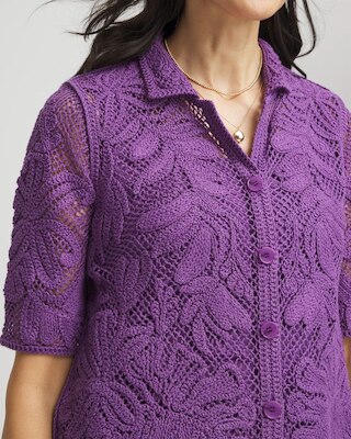 Palm-Frond Crochet-Lace Shacket click to view larger image.