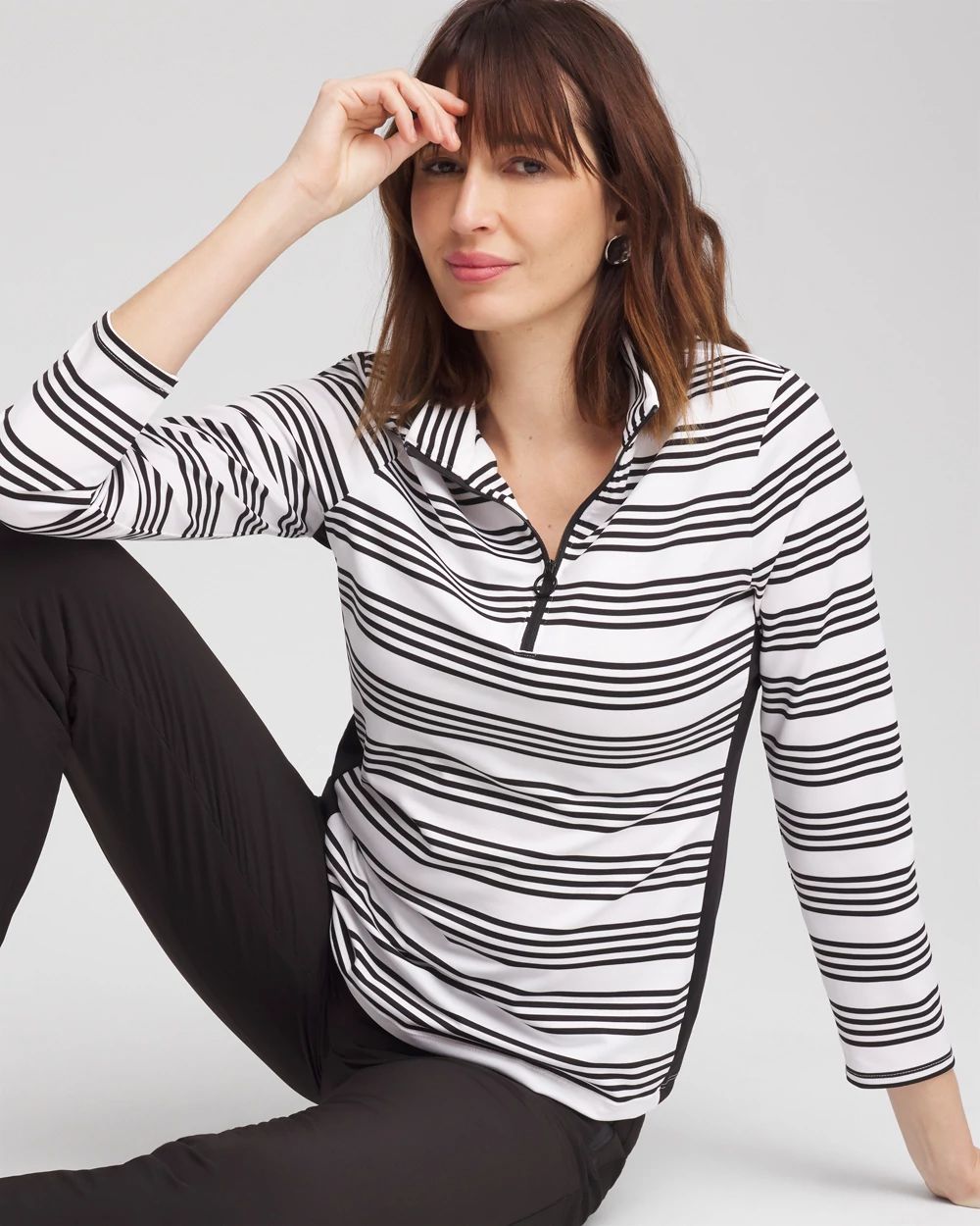 Zenergy® UPF Stripe Long Sleeve Top click to view larger image.