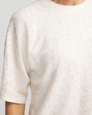 Short Sleeved Sequin Pullover Sweater click to view larger image.