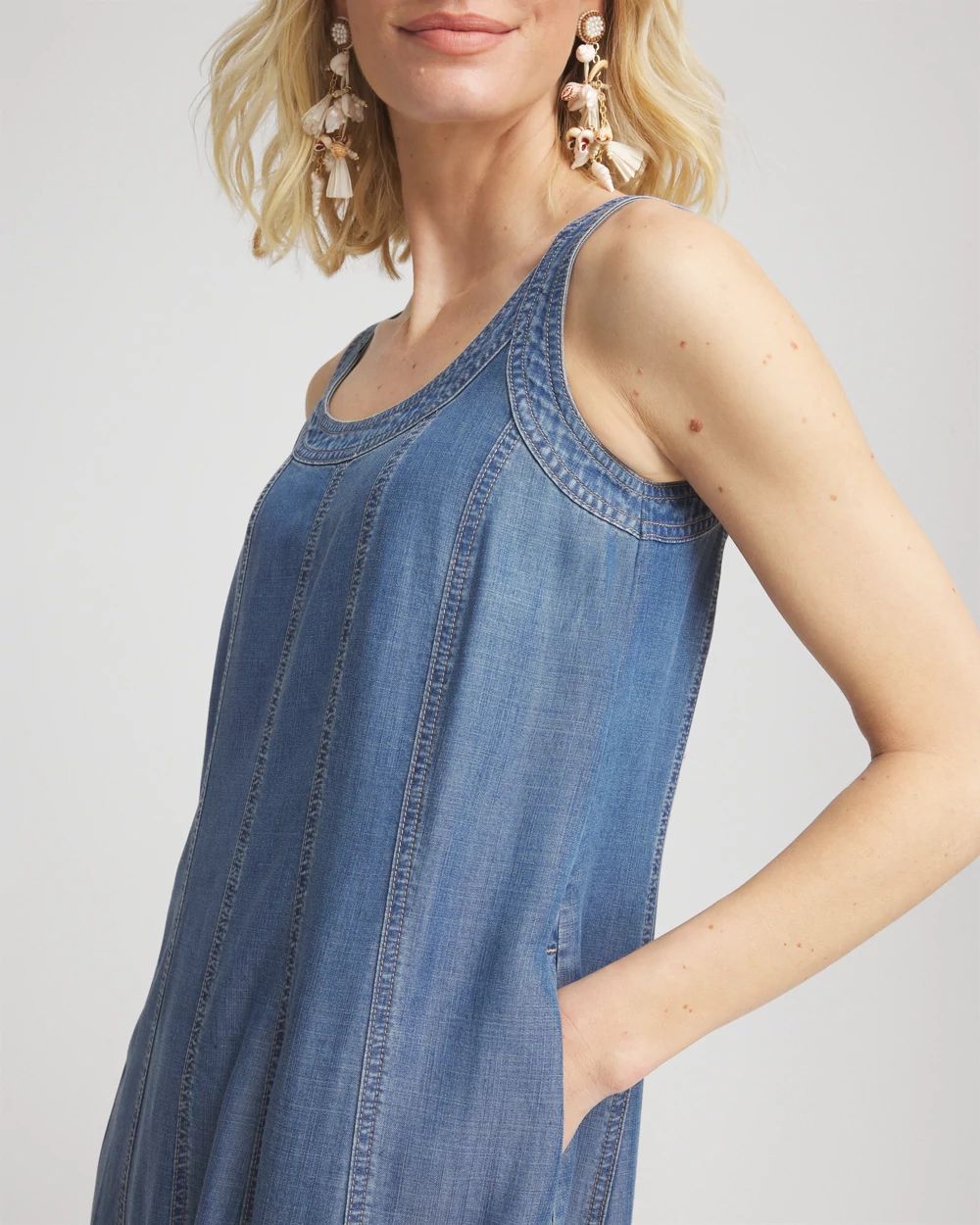 Twill Denim Trapeze-Tank Dress