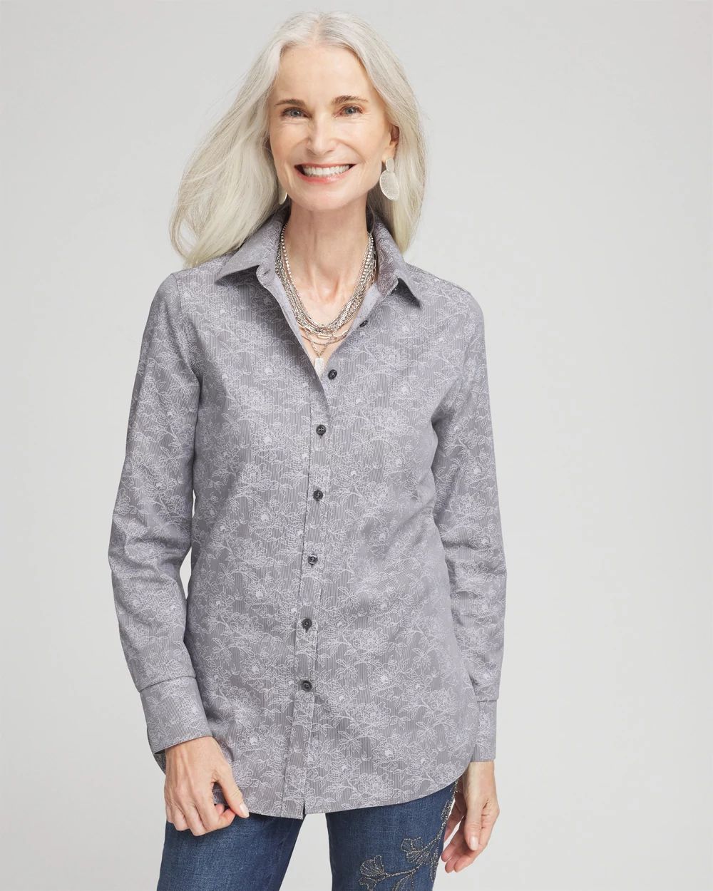 No Iron™ Floral Jacquard Shirt