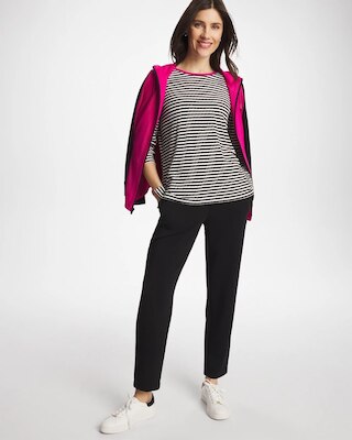 Zenergy® Striped Jacquard Contrast Pullover Top click to view larger image.