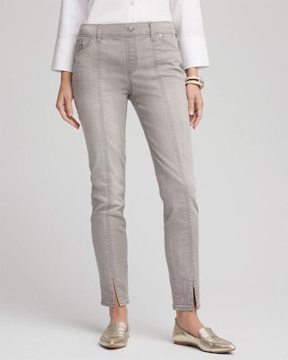 Silver Pull-On Slim Ankle Jeggings