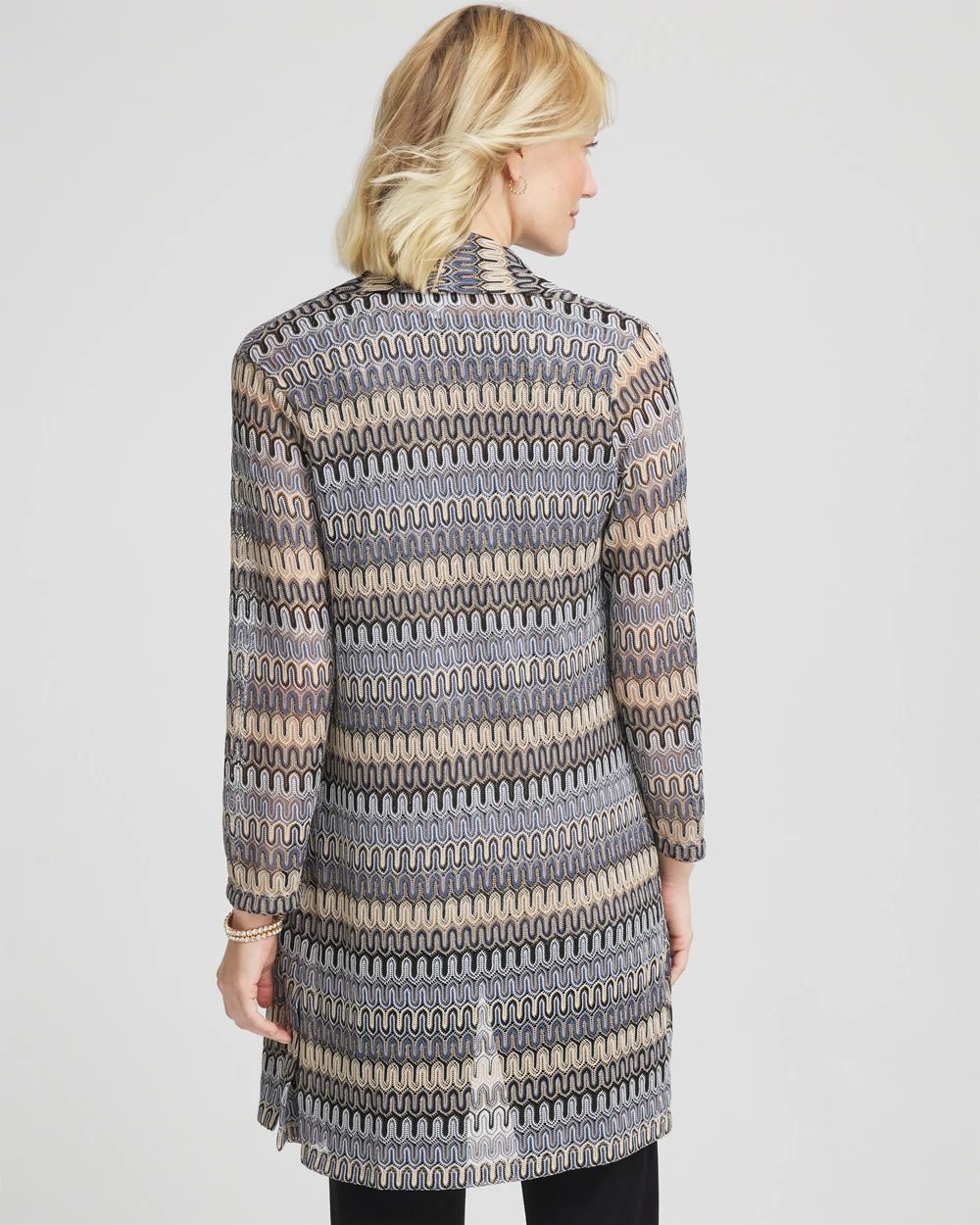 Travelers™ Knit Chevron Open-Front Cardigan click to view larger image.