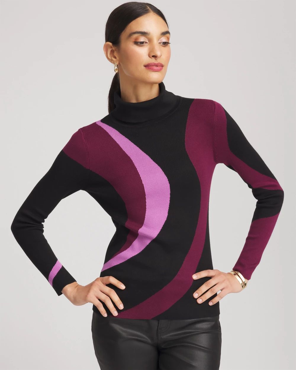 Ella Turtleneck Intarsia Sweater