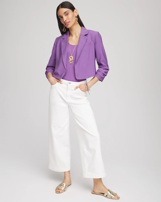 Cropped Ruched Sleeve Blazer click to view larger image.