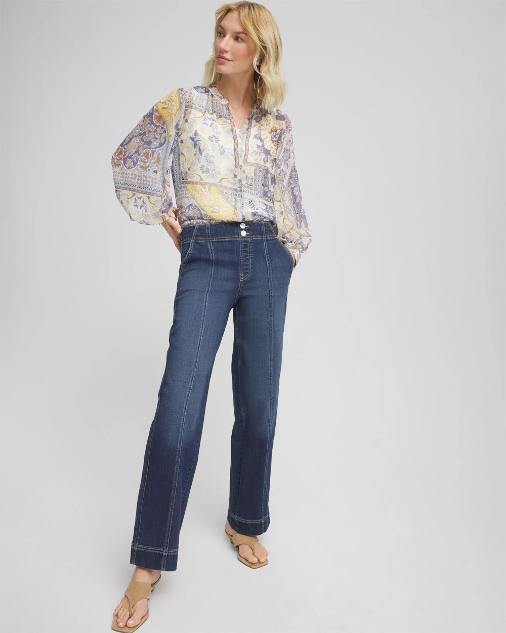 Pull-On Wide-Leg Jeans click to view larger image.