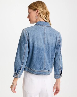 Cropped Denim Trucker Jacket click to view larger image.