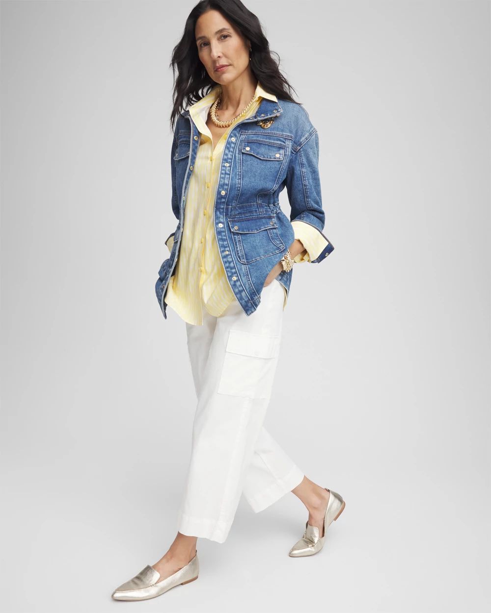 Cargo Straight Leg Cropped Pants click to view larger image.