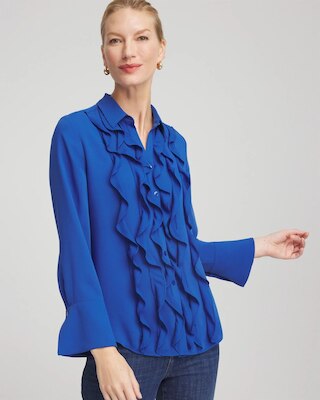 Ruffle-Trim Chiffon Blouse