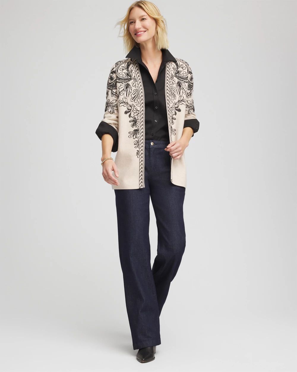 Jacquard Cotton-Blend Cardigan