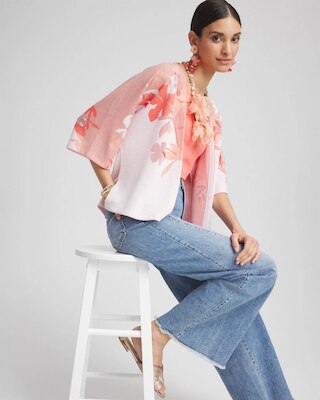 Jacquard Kimono-Style Cardigan click to view larger image.