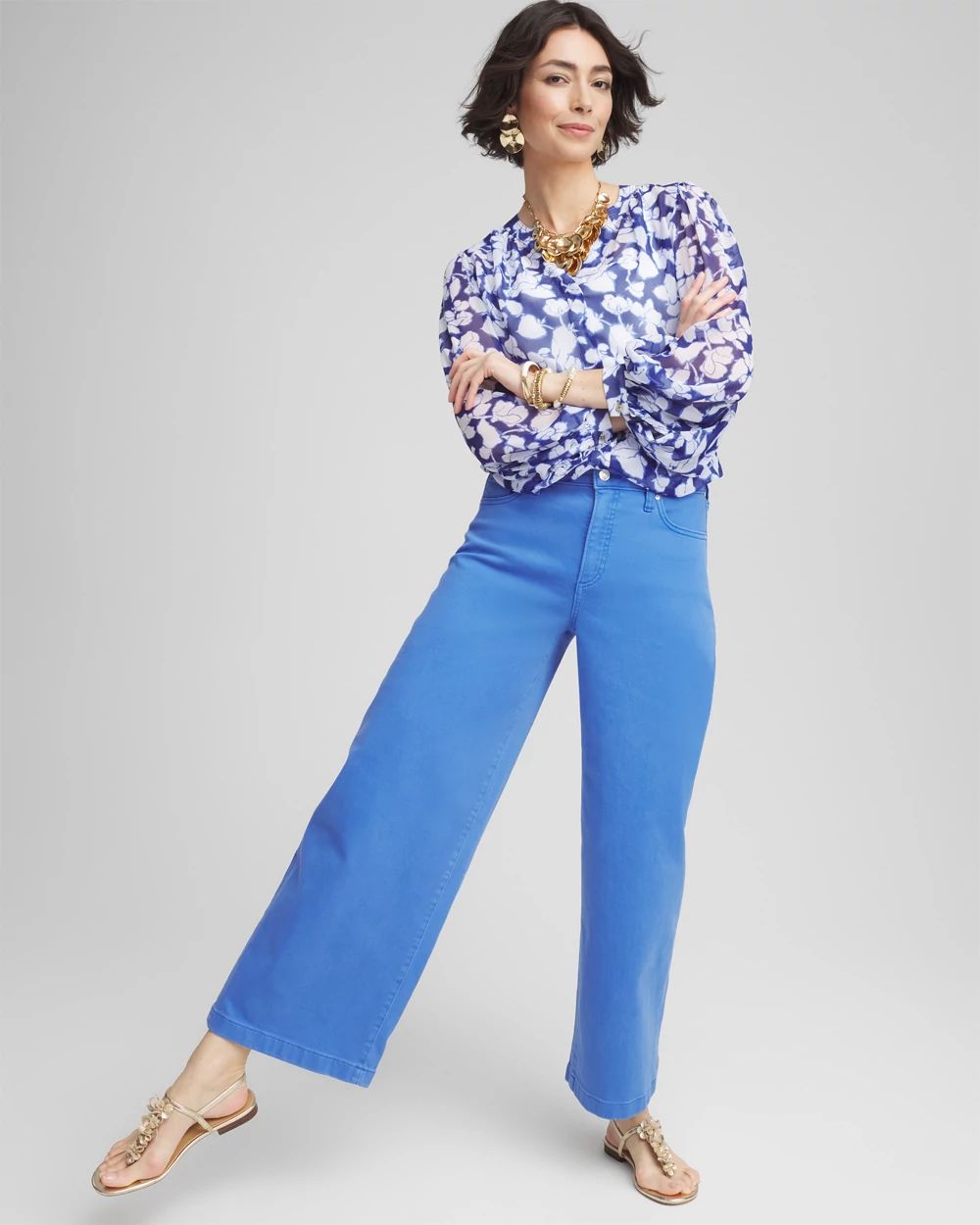 So Slimming® High-Rise Wide Cropped Jeans click to view larger image.