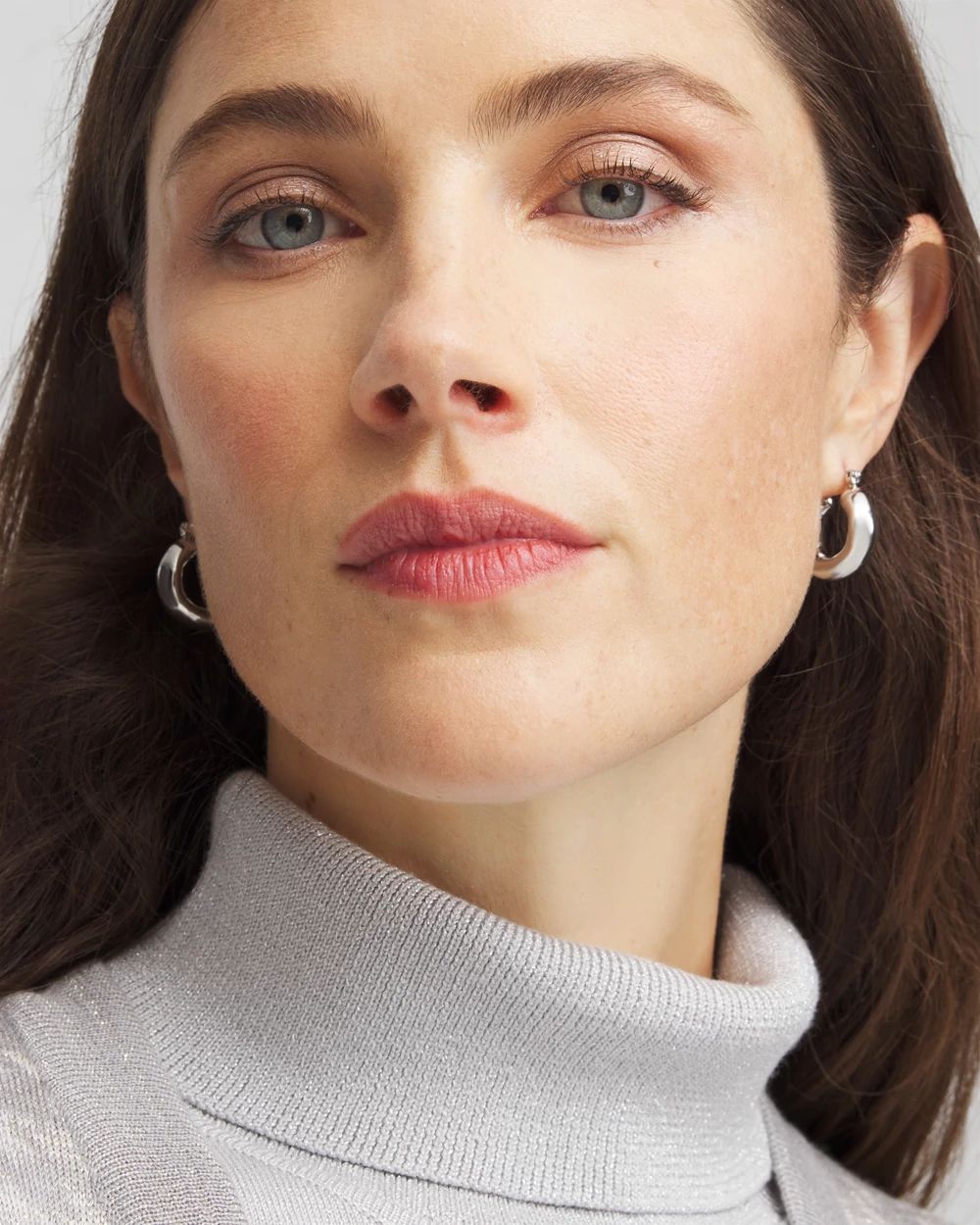 Silvertone Stud and Hoop Gift Set